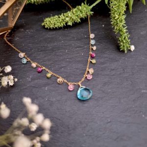 Gargantilla de gold filled 14 kt y gemas