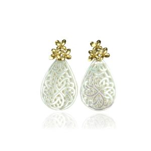 Pendientes 3 Flores y Lágrima de Nácar